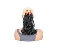 Estensione coda cavallo Extension for coda di cavallo con fiocco dolce da 12" fermaglio a becco d'anatra, fibra sintetica, capelli corti, ondulati e ricci Uso quotidiano(Redyellow)
