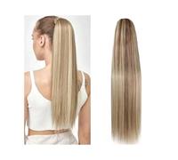 Estensione coda cavallo P8/613 Extension for coda di cavallo con meches bionde, lunghezza 16-26 pollici, veri capelli umani, coulisse e lisci Uso quotidiano(18inches)