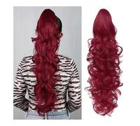 Estensione coda cavallo Ponytail Extension, 30 Inch Claw Clip in Long Wavy Curly Fluffy Multi Layered Synthetic Hair Piece Uso quotidiano(Burg)