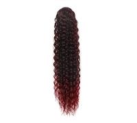 Estensione coda di 24 Inch Curly Ponytail Extensions,Synthetic Deep Wave Drawstring for Black Women,Human with Clip In Thick Ponytail Hair Hairpiece(1BTBUG)