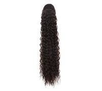 Estensione coda di 24 Inch Curly Ponytail Extensions,Synthetic Deep Wave Drawstring for Black Women,Human with Clip In Thick Ponytail Hair Hairpiece(Dark Brown)