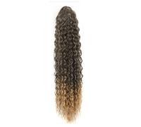 Estensione coda di 24 Inch Curly Ponytail Extensions,Synthetic Deep Wave Drawstring for Black Women,Human with Clip In Thick Ponytail Hair Hairpiece(1BT27)