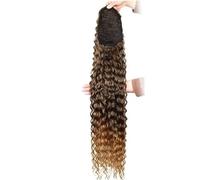 Estensione coda di 30inch Long Curly Ponytail Extension,Synthetic Water Wave Drawstring Thick Pony Tail for Women with 2 Clips(MT4-27)