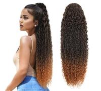 Estensione coda di 30inch Long Curly Ponytail Extension,Synthetic Water Wave Drawstring Thick Pony Tail for Women with 2 Clips(MT4-30)