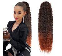 Estensione coda di 30inch Long Curly Ponytail Extension,Synthetic Water Wave Drawstring Thick Pony Tail for Women with 2 Clips(MT1B-350)