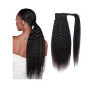Estensione coda di cavallo Coda di cavallo dritta Yaki lunga 10-24 pollici for donne nere Capelli umani veri avvolgenti attorno alle estensioni della coda di cavallo con pasta magica, clip nelle esten