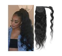 Estensione Coda di Cavallo Coda di cavallo for capelli umani ondulati da 8-24" for donne nere Avvolgere le estensioni della coda di cavallo con pasta magica Clip for capelli brasiliani Remy in pezzi d