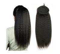 Estensione Coda di Cavallo Estensione coda di cavallo capelli veri lisci crespi for donne nere Nero naturale 12-26 "Clip a sbuffo afro in coulisse Coda di cavallo Estensioni for capelli pezzi Extensio