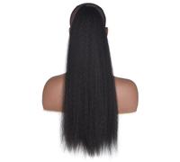 Estensione Coda di Cavallo Estensione coda di cavallo dritta Afro Yaki lunga 22 pollici for donne nere, clip for coda di cavallo con coulisse naturale crespa in pezzi di coda di cavallo sintetici Exte