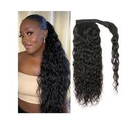 Estensione coda di cavallo Human Hair Ponytail Extension, 14-26" Long Wavy Wrap Around Ponytail Hair Extensions Brazilian Remy Hair Water Wave Ponytail Hairpiece for Women Parrucchino a coda di cavall