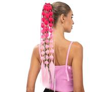 Estensione coda di cavallo intrecciata, Estensione coda di cavallo lunga a | Estensione dei capelli colorati per capelli pazzi per il giorno, per capelli a coda