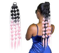 Estensione coda di cavallo intrecciata, Estensione coda di cavallo lunga a | Estensione dei capelli colorati per capelli per ragazze Festival Crazy Hair Day, ab