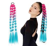 Estensione coda di cavallo intrecciata lunga, Estensione coda di cavallo | Parrucca coda di cavallo colorata per accessori da festival per capelli pazzi c Lago Blu