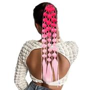 Estensione coda di cavallo intrecciata lunga, Estensione coda di cavallo | Parrucca coda di cavallo colorata per accessori da festival per capelli pazzi c Rosa