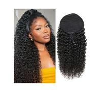 Estensione coda di cavallo Kinky Curly Drawstring Ponytail Clip In Hair Extensions 10-26 Inch Brazilian Virgin Hair Deep Curly Ponytail Extensions, 1B# Natural Black Estensioni dei capelli a coda(26in