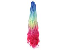Estensione coda di cavallo ondulata lunga arcobaleno Ombre - Clip ad artiglio sul parrucchino sintetico(E7)