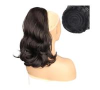 Estensione coda di cavallo Short Drawstring Ponytail Hair Extension for Women, 18 Inch Natural Wave Ponytail Extension Clip in Synthetic Wave Ponytail Hairpiece Parrucchino a coda di cavallo per le do
