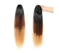 Estensione coda di cavallo Straight Hair Ponytail 10-24 Inch Brazilian Remy Human Hair Claw Clip Ponytail Extensions T1B/4/27 Human Hair Ponytail Hairpiece per l'uso quotidiano(10inches)