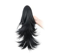 Estensione coda di Coda di cavallo con clip ad artiglio, estensioni dei capelli lunghi ondulati da 14 pollici for code di cavallo ricci naturali a strati da donna(Natural black)