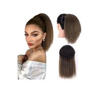 Estensione coda di Coda di cavallo dritta crespa da 10 pollici Afro Puff Yaki Estensione coda di cavallo con coulisse dritta for donne nere Coda di cavallo falsa sintetica(Dark Blonde)