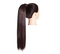Estensione coda di Codino avvolgente biondo lungo liscio sopra la testa coda di cavallo sintetica estensione dei capelli lisci con clip in parrucca finta(Dark Chocolate,24inches)