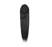 Estensione coda di Drawstring Ponytail Human Hair for Black Women Brazilian Straight Extensions Natural Color Remy Clip In Pony Tail Hairpiece(18inches)