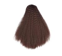 Estensione coda di Extension for capelli a coda di cavallo afro sintetica nera da 22 pollici, con clip, liscia e crespa, for donne(Brown)