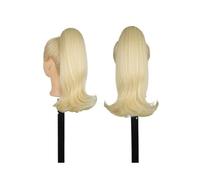 Estensione coda di Extension for capelli corti neri con coulisse for donne nere, coda di cavallo liscia da 14 pollici con riccioli finali, extension for capelli sintetici finti(613)