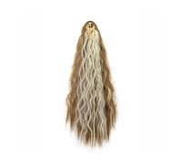 Estensione coda di Extension for capelli ricci e crespi, con coulisse, con clip, colore nero, for donna, sintetiche, da 22 pollici(Golden Brown+blonde)