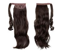 Estensione coda di Extension for capelli sintetici lunghi e ondulati con coda di cavallo, clip riccia, parrucca finta, intorno a un finto tai liscio(Dark Brown,18inches)