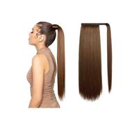 Estensione coda di Extension for coda di cavallo con capelli umani Remy, avvolgente, coda di cavallo lunga e liscia, parrucchino(Brown,14inch)