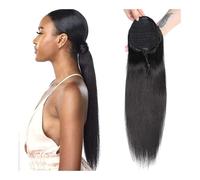 Estensione coda di Extension For Coda Di Cavallo Con Coulisse, For Capelli Umani, Colore Naturale Non Trattato, 8-30" Lisci, Brasiliani, Posticci For Da Donna, Finti(16inches)