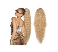 Estensione coda di Parrucca sintetica da 34 pollici con extension lunga e ondulata, riccia crespa, con clip spessa, coulisse e accessorio for capelli(Ash Blonde)