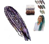Estensione Dei Capelli Boho Dreadlock, Attacco Elastico In Un Minuto, Materiale Sintetico Morbido Ed Elastico, Code Di Cavallo Naturali Intrecciate A Mano(Purple)