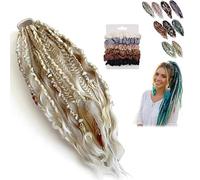 Estensione Dei Capelli Boho Dreadlock, Attacco Elastico In Un Minuto, Materiale Sintetico Morbido Ed Elastico, Code Di Cavallo Naturali Intrecciate A Mano(Gold)
