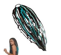 Estensione Dei Capelli Boho Dreadlock, Attacco Elastico In Un Minuto, Materiale Sintetico Morbido Ed Elastico, Code Di Cavallo Naturali Intrecciate A Mano(Blue)