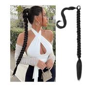 Estensione dei capelli treccia Estensioni dei capelli coda di cavallo intrecciate lunghe boxe sintetiche resistenti al calore Coda di cavallo rossa con corda for capelli Trecce naturali Capelli for