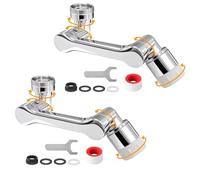 Estensione del rubinetto girevole a 1440° con 2 funzioni, robusto accessorio per rubinetto girevole, braccio robot universale, filtro girevole per cucina e bagno, 2 pezzi, argento