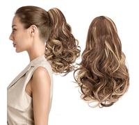 Estensione lunga corta coda di cavallo un pezzo carino clip in su coda di cavallo mascella/sintetico dritto ricci capelli 45,7 cm ricci nero mix rame chiaro