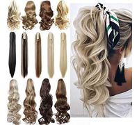 Estensione lunga corta coda di cavallo un pezzo carino clip in su coda di cavallo mascella/sintetico dritto ricci capelli 45,7 cm ricci nero mix rame chiaro