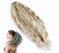 Estensione Per Coda Di Cavallo Con Dreadlock Elastici,22"Estensione Per Capelli In Stile Boho Con Perline, Facile Da Applicare In Un Minuto Con Clip, Ideale Per Festival E Per Tutti I Giorni(I)