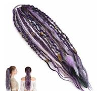 Estensione Per Coda Di Cavallo Con Dreadlock Elastici,22"Estensione Per Capelli In Stile Boho Con Perline, Facile Da Applicare In Un Minuto Con Clip, Ideale Per Festival E Per Tutti I Giorni(H)