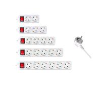 Estensione spina 1,5 m, 3 m e 5 m con interruttore, prolunghe europee per cavo elettrico, ladri da collegare, prolunghe Power Strip, indicatore luminoso, protezione di sicurezza, bianco, Max.3680W