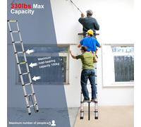 Cecaylie Scala telescopica in alluminio, allungabile, antiscivolo, multifunzionale, portatile, portata massima 150 kg, 2,6 m