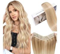 Estensioni Clip In 100% Remy capelli umani per le donne Miscela biondo cenere Biondo candido liscio spesso V-forma un pezzo con 5 clip, 45cm 70g