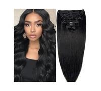 Estensioni dei capelli alla moda con clip Capelli umani veri neri naturali 8 pezzi 18 clip Remy brasiliano Doppia trama testa piena diritta morbida(24 pollici)