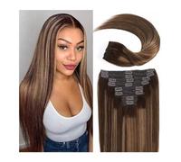 estensioni dei capelli Balayage Castano Cioccolato e Biondo Caramello con radici marroni Clip da 16"-24" nelle estensioni dei capelli umani Clip in pizzo con doppia trama liscia come la seta nei capel