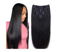 estensioni dei capelli Clip dritta nelle estensioni dei capelli umani 8 pezzi for set con 18 clip Clip doppia trama nelle estensioni dei capelli umani Colore nero naturale for le donne miglior nastro
