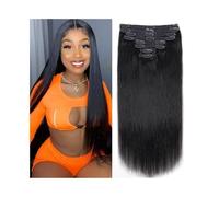 estensioni dei capelli Clip for capelli lisci nelle estensioni dei capelli Estensioni dei capelli umani veri for le donne nere Clip for capelli morbidi e setosi brasiliani Remy nelle estensioni 8 pezz