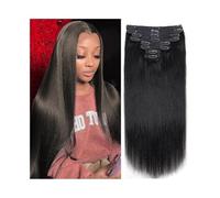 estensioni dei capelli Clip nelle estensioni dei capelli 8 pezzi Clip di capelli veri umani nelle estensioni dei capelli lisci for le donne Capelli Remy brasiliani di colore nero naturale con 18 clip